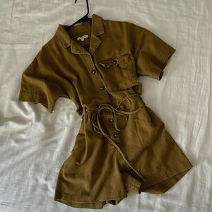 Madewell Brown Short Sleeve Jumpsuit